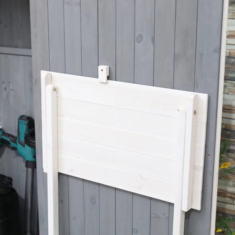 Outsunny 52'' x 20'' Wooden Garden Storage Shed with Foldable Workstation, Flower Stand and Asphalt Roof Multifunction, Sheds & Outdoor Storage Tool Organizer