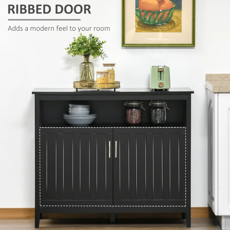 HOMCOM Sideboard Buffet Cabinet, Coffee Bar Cabinet with 2 Doors and Adjustable Shelves, Console Table for Kitchen Entryway Living Room, Black
