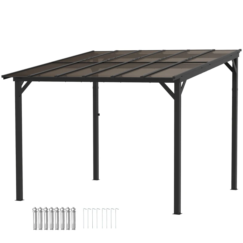 Outsunny 10' x 10' Hardtop Gazebo Wall-Mounted / Free Standing Outdoor Pergola with UPF 50+ & Waterproof Polycarbonate Roof