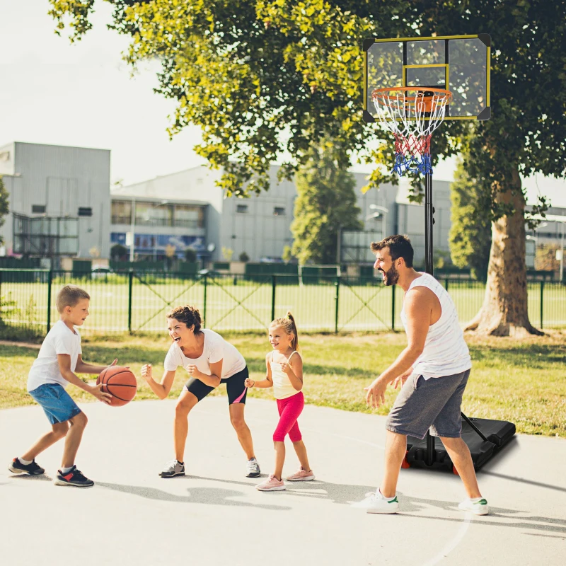 Soozier Portable Basketball Hoop, 7ft-8ft Height Adjustable Basketball System with Wheels & 28" Backboard for Youth Junior