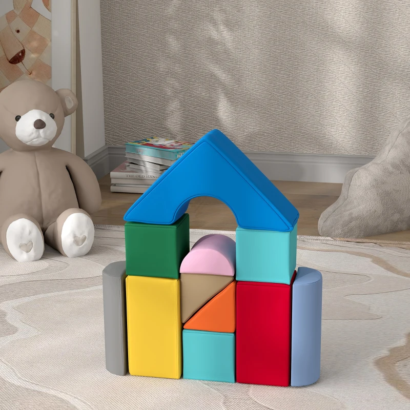 Qaba 11 Piece Soft Play Equipment for Kids 6-72 Months, Dark Colour