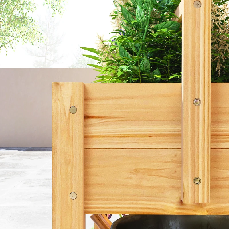 Outsunny Wooden Raised Garden Bed with Trellis, Outdoor Planter Box with Storage Shelf for Vegetables, Flowers, Herbs