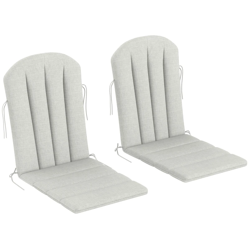 Outsunny Set of 2 Patio Chair Cushions, High Back Adirondack Chair Cushion with Ties, High-Density Foam, Light Grey