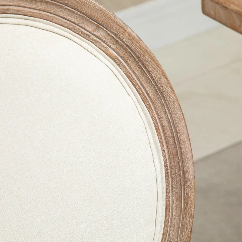 HOMCOM Vintage Armless Dining Chairs Set of 6, French Chic Side Chairs with Curved Backrest and Linen Upholstery for Kitchen, or Living Room, Cream White