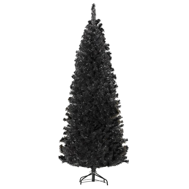 HOMCOM 6FT Pencil Christmas Tree, Artificial Christmas Tree with Automatic Open for Home Party, Black