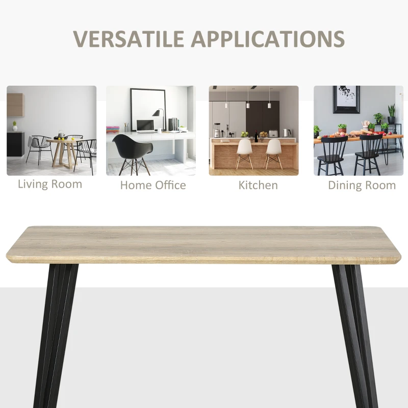 HOMCOM Rustic Rectangular Dining Table Kitchen Table with Metal Hairpin Legs for Dining Room, or Living Room 47.25" x 23.5" x 29.5", Natural