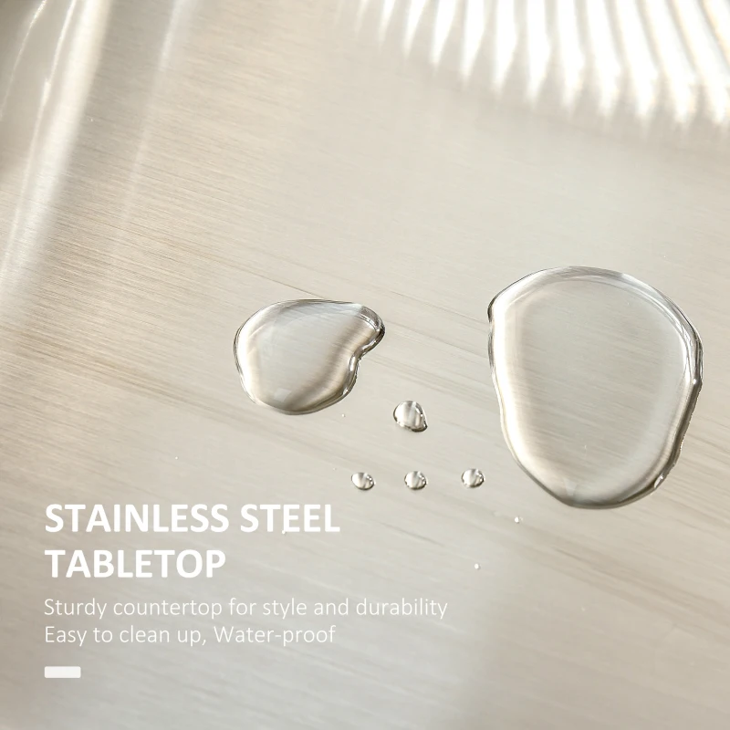 HOMCOM Kitchen Island with Wheels, Rolling Kitchen Island with Storage, Stainless Steel Countertop for Dining Room, Cream White