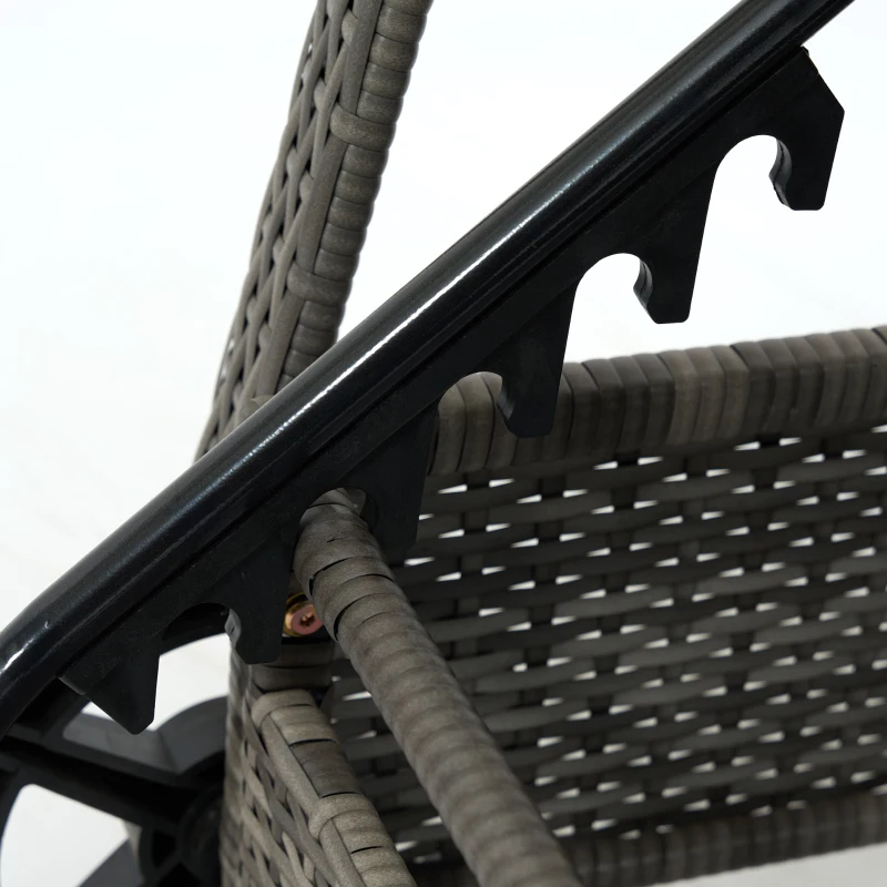 Outsunny 2 Reclining Chaise Lounge Chairs, Rolling Outdoor Chairs with Cushion, Pillow, Headrest, Armrests, and Wheels, Black