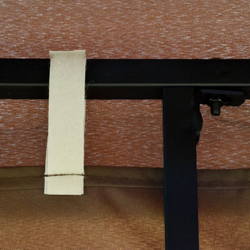 Outsunny 10' x 10' Patio Gazebo with Corner Shelves, Double Roof Outdoor Gazebo Canopy Shelter with Removable Mesh Netting, for Garden, Lawn, Backyard and Deck, Brown