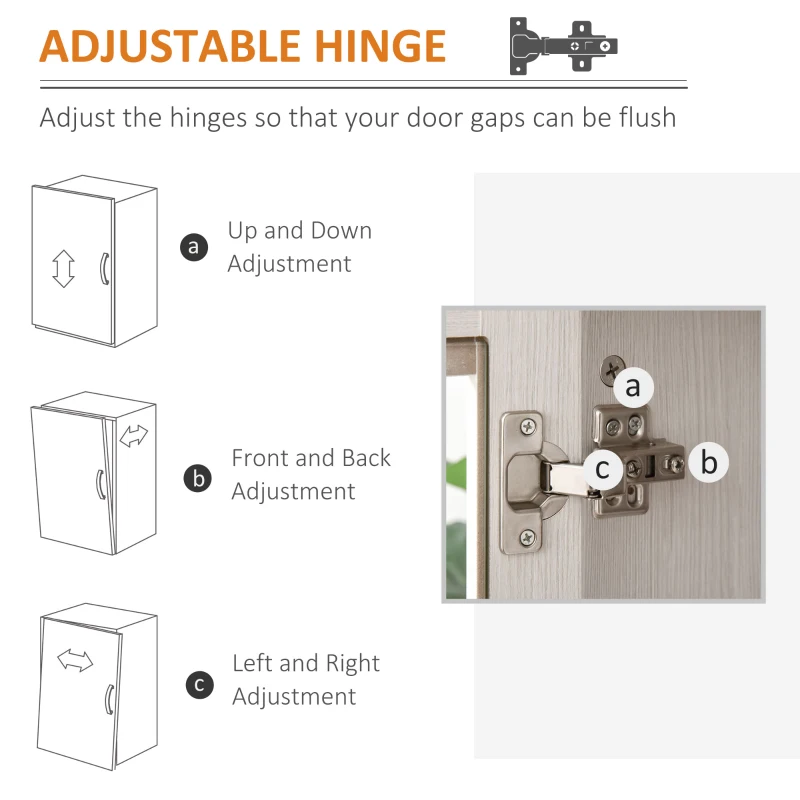 HOMCOM Rustic Style Sideboard Serving Buffet Storage Cabinet Cupboard with Glass Doors and Adjustable Shelves for Kitchen and Dining Area, White Wood