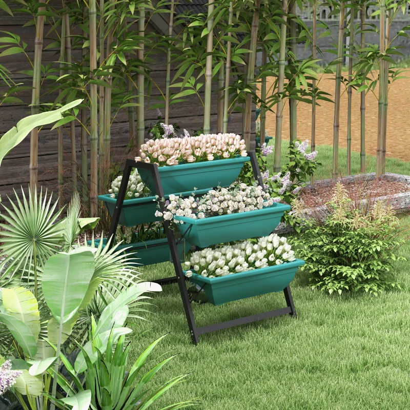 Outsunny 3-Tier Vertical Raised Garden Planter with 5 Boxes, Outdoor Plant Stand Grow Container for Vegetable Flowers
