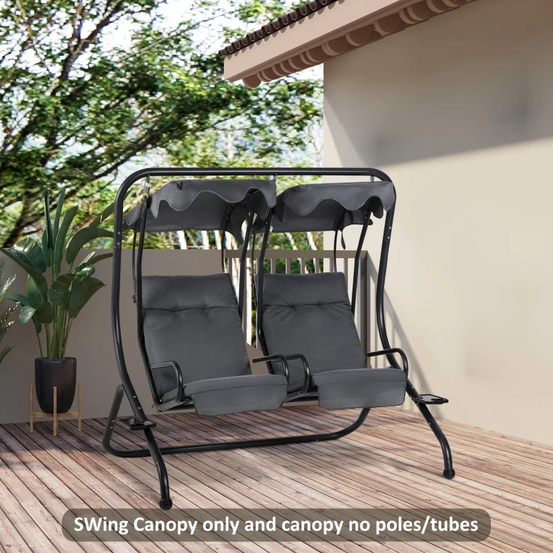 Outsunny 84A-052 Series 2-Seater Swing Canopy Replacement Top Cover, Gray