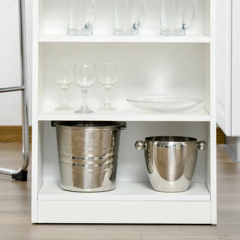 HOMCOM Bar Table, High Top Pub Table with 4 Storage Shelves, Modern Bar Height Table for Home Bar, Kitchen, Grey