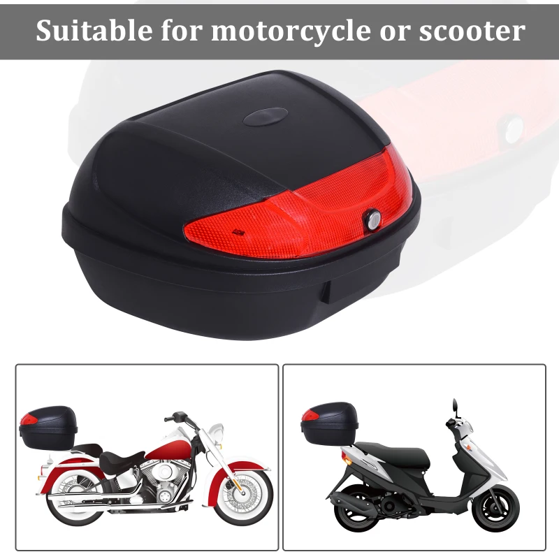 HOMCOM 52L Motorcycle Tail box Top Case Motorbike Trunk Helmet Carrier Luggage Helmet Storage Mount Rack w/ Keys