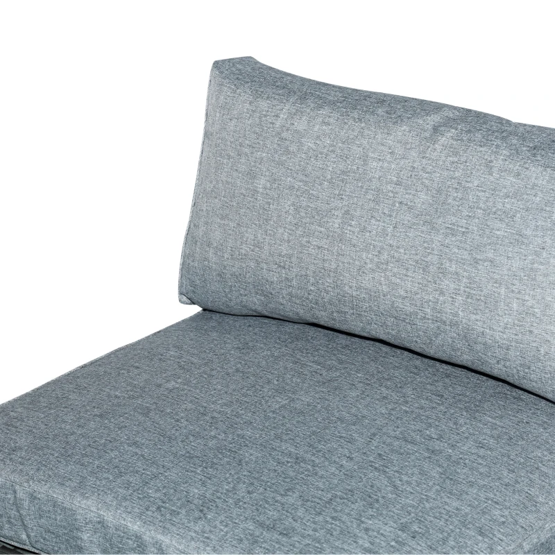 Outsunny 5-Piece Outdoor Sectional Furniture, Patio Sofa Set, PE Wicker Couch, Cushions, Pillows, Ottoman, Table, Light Gray