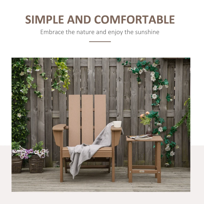 Outsunny Patio Adirondack Chair, Outdoor HDPE Fire Pit Chair, Weather Resistant Outdoor Chair with High-back, Patio Chair for Deck, Garden, Backyard, Brown