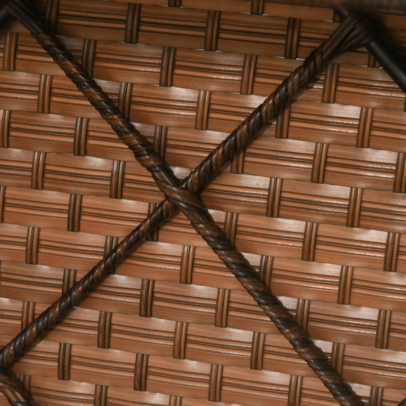 Outsunny 5-Piece PE Rattan Outdoor Patio Armchair Set with 2 Armchairs, 2 Ottomans, Wood Grain Plastic Top Coffee Table Conversation Set, & Metal Frame Build, Mixed Gray