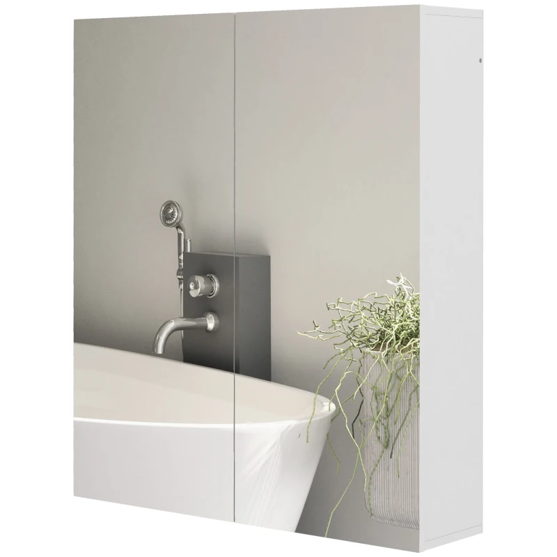 kleankin Wall Mounted Mirror Cabinet, Bathroom Medicine Cabinet with Mirror, 2 Doors, Adjustable Shelf and Soft Close Mechanism