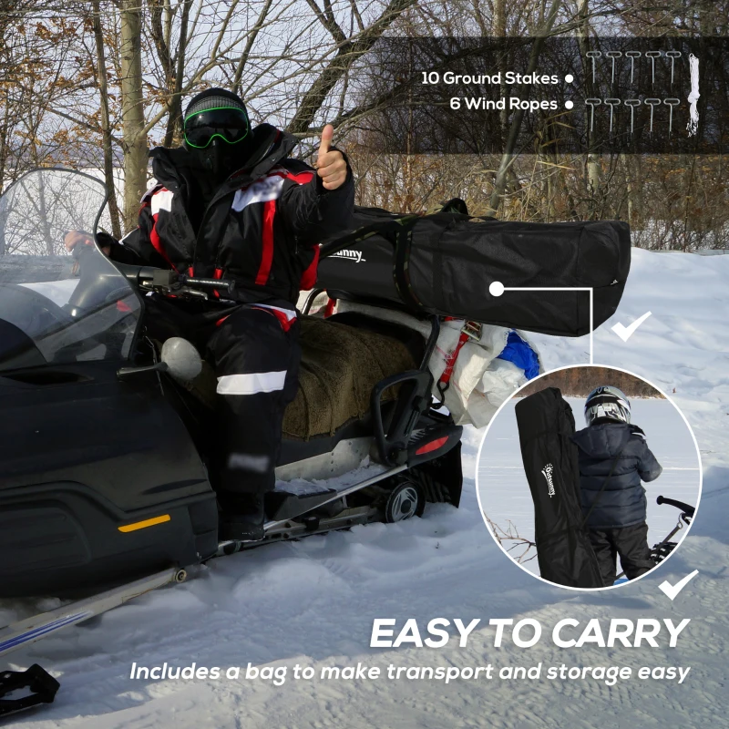 Outsunny 5-8 People Ice Fishing Shelter, Pop-Up Portable Ice Fishing Tent with Carry Bag, Two Doors, Windows and Vents, Ice Shanty for Winter Fishing, Black