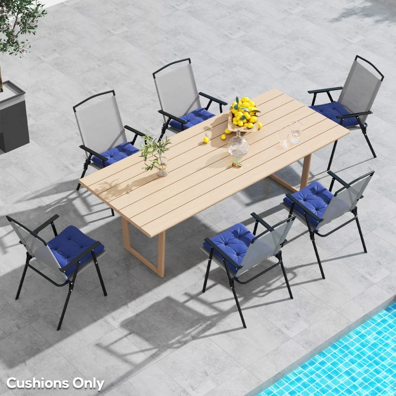 Outsunny 6-Piece Seat Cushion Replacement, Outdoor Patio Chair Cushions Set with Ties, Button Tufted, Dark Blue