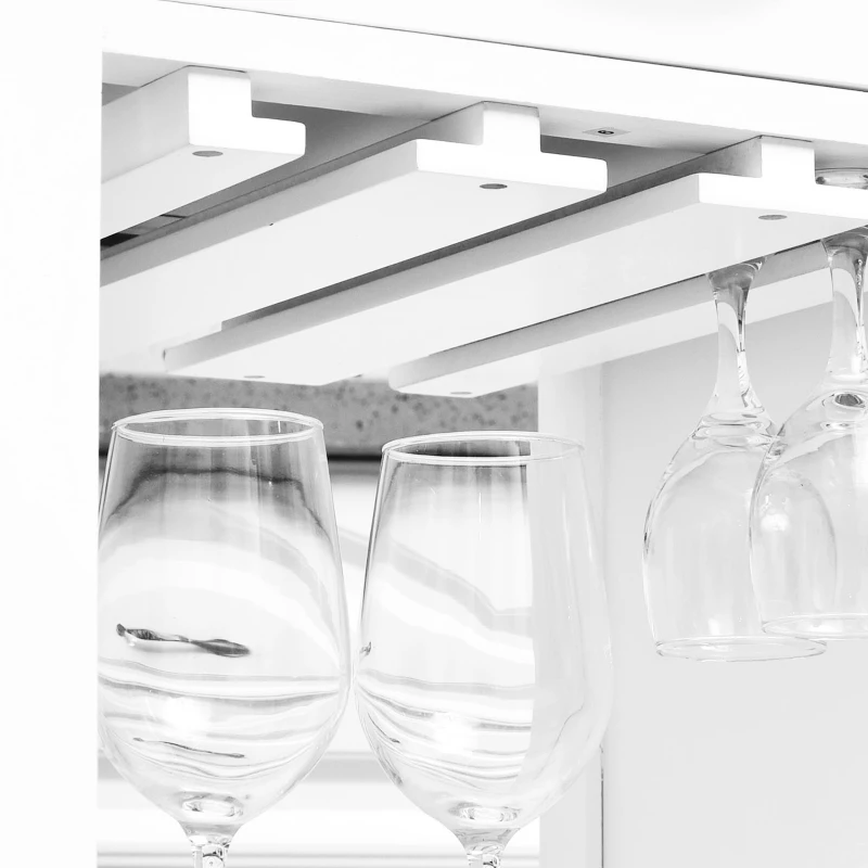 HOMCOM Kitchen Storage Trolley Cart Serving Cart 2 Drawers Wine Glass Rack Towel Rail