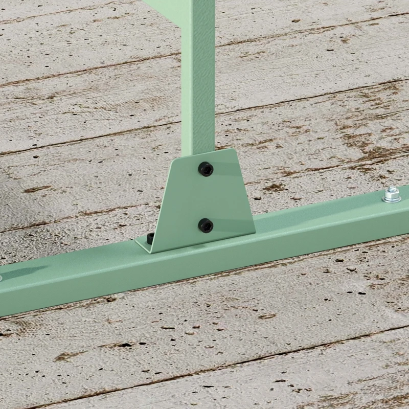 Outsunny 6.5FT Decorative Outdoor Divider, Metal Privacy Screen with Stand, Leaf Style, Light Green