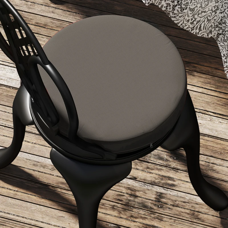 Outsunny Patio Chair Cushions Set of 4 Round Seat Cushions for Dining Bistro Chairs Machine Washable, 15" x 15" x 3", Dark Gray