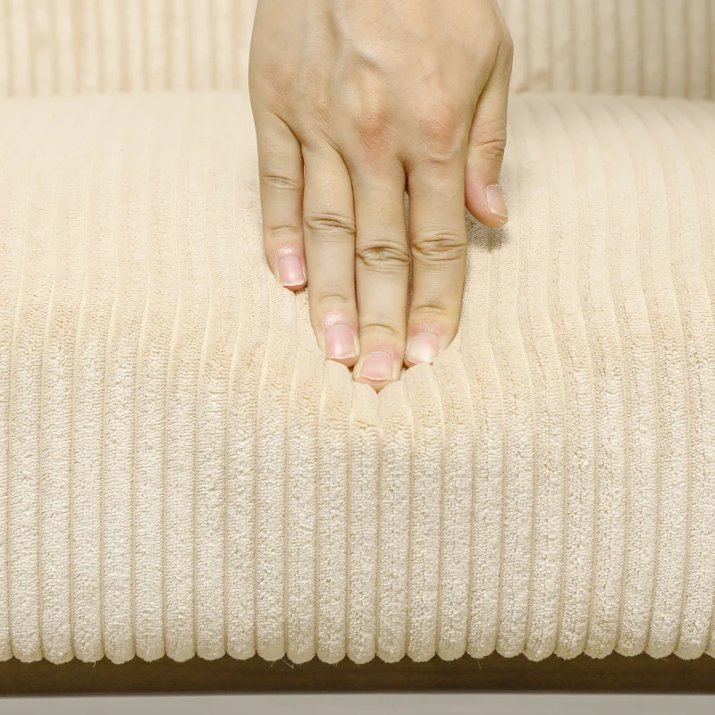 HOMCOM Corduroy Accent Chair Armchair with Wide Seat and Soft Padded Armrests for Reading, Bedroom, Beige