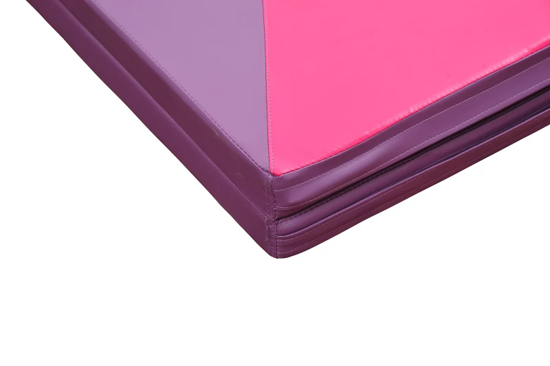 Soozier 4'x10'x2" Folding Gymnastics Tumbling Mat, Exercise Mat  with Carrying Handles for Yoga, MMA, Martial Arts, Stretching, Core Workouts, Pink and Purple