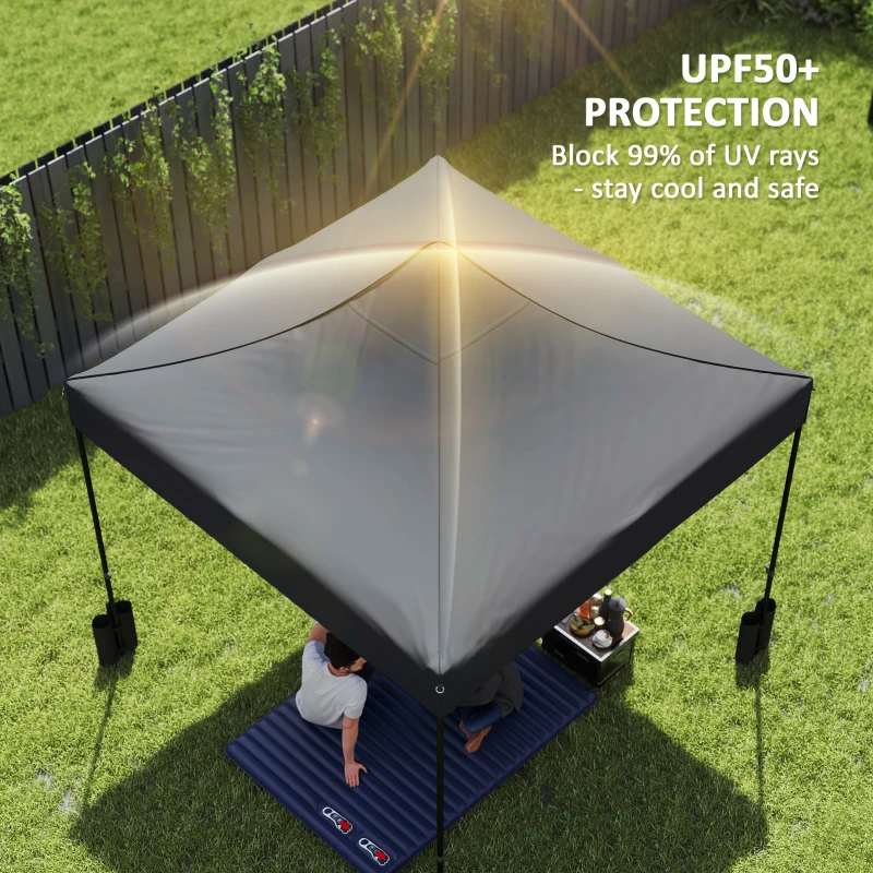 Outsunny 10' x 10' Replacement Canopy Top for Pop Up Canopy Tent with 4 Sand Bags, UPF50+ Protection, Dark Gray