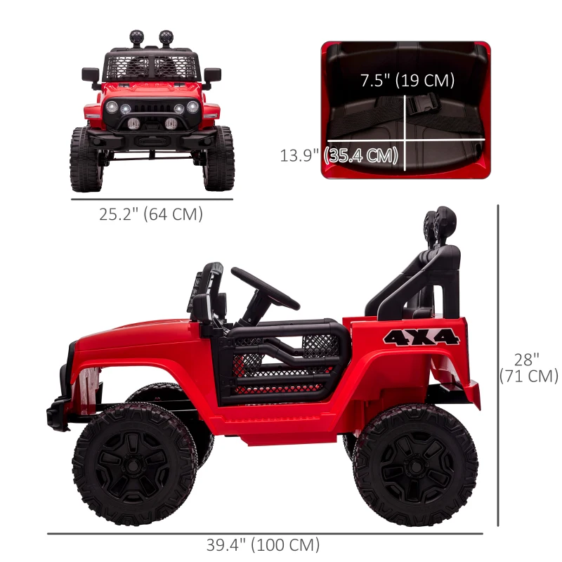 Aosom 12V Ride On Car Off Road Truck for kids SUV Electric Battery Powered with Remote Control, Adjustable Speed, Red