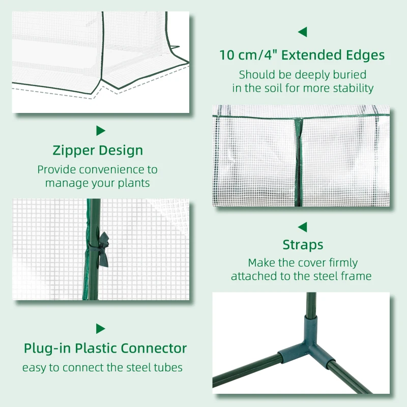 Outsunny 71" x 17" x 24" Mini Greenhouse Portable Hot House for Plants with Zipper Design for Outdoor, Indoor, Garden, White