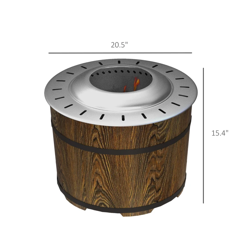 Outsunny Smokeless Fire Pit, Portable Camping Bonfire Stove with Mat for Backyard, Patio, Picnic, Magnesium Oxide, Brown