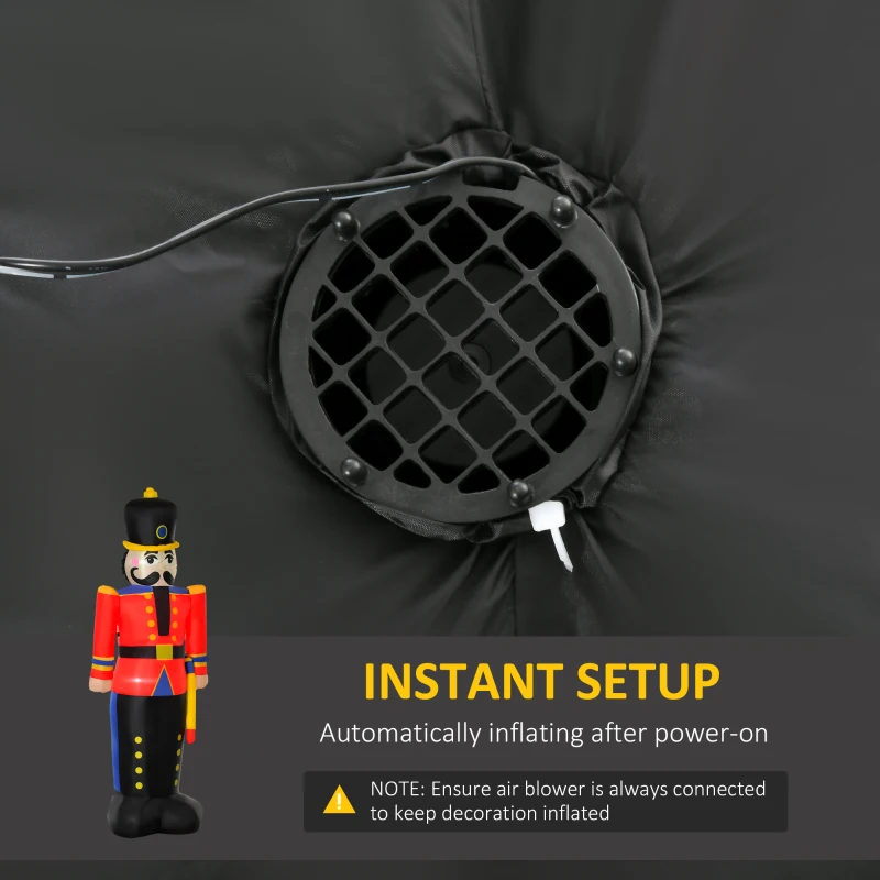 HOMCOM 6 Ft Tall Nutcracker Toy Soldier Outdoor Lighted Airblown Inflatable Christmas Lawn Decoration