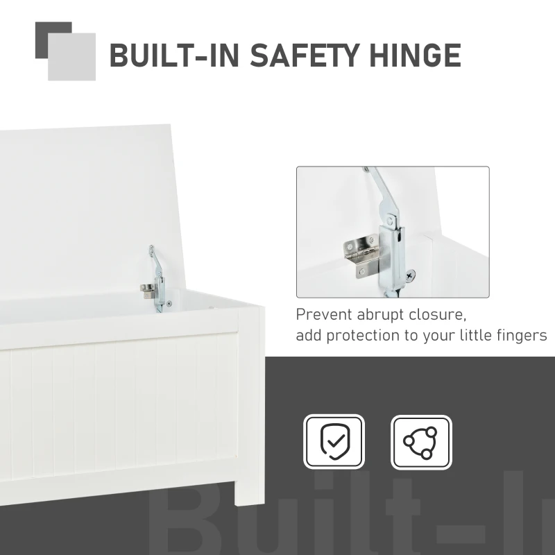 HOMCOM Large Storage Box Storage Trunk Cabinet Container with Lid and 2 Safety Hinges, White