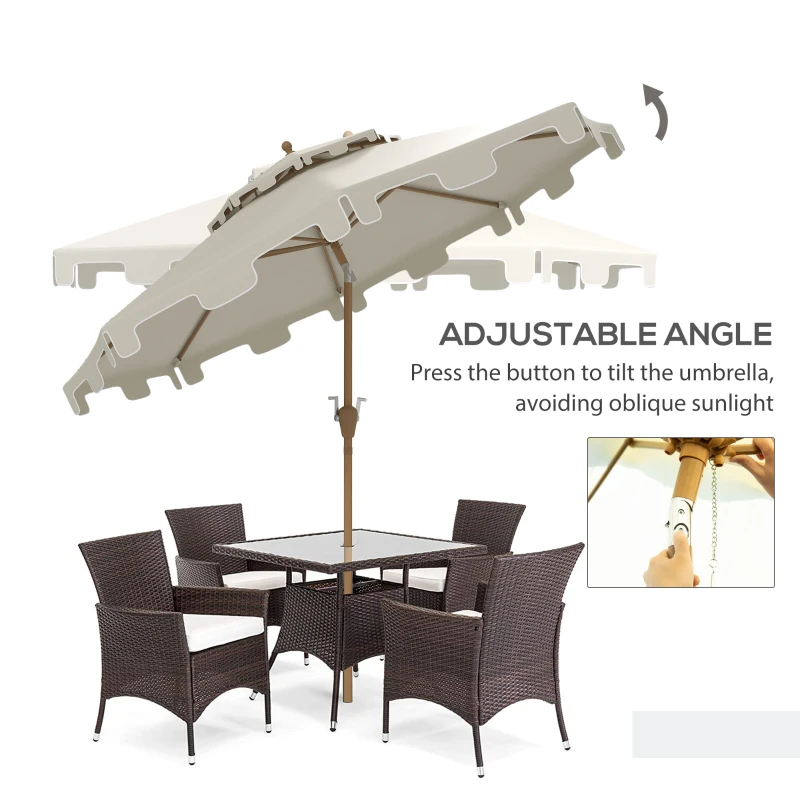 Outsunny 8.8' Patio Umbrella with Push Button Tilt and Crank, Cream White