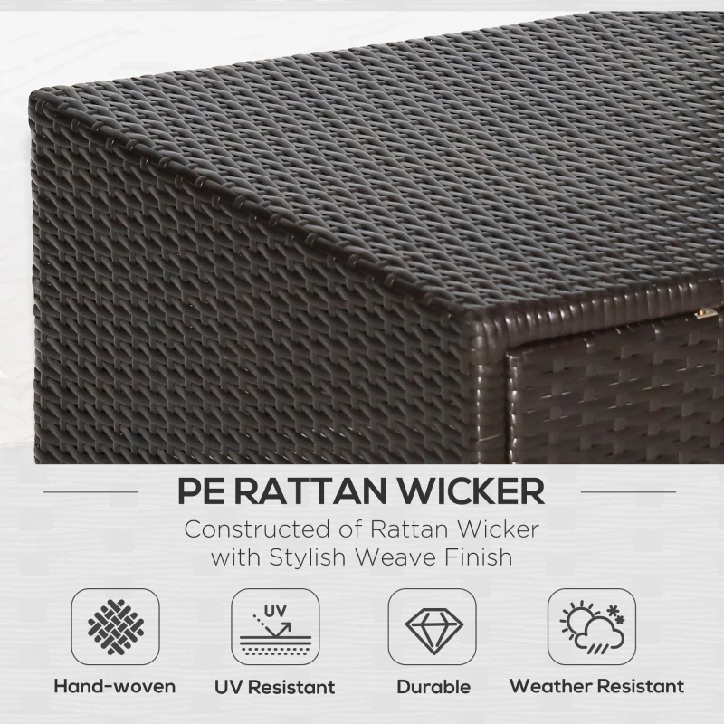 Outsunny 6 Piece Patio Furniture Set Outdoor Wicker Conversation Set All Weather PE Rattan Sectional Sofa Set with Ottoman, Cushions and Tempered Glass Table, Coffee and Blue