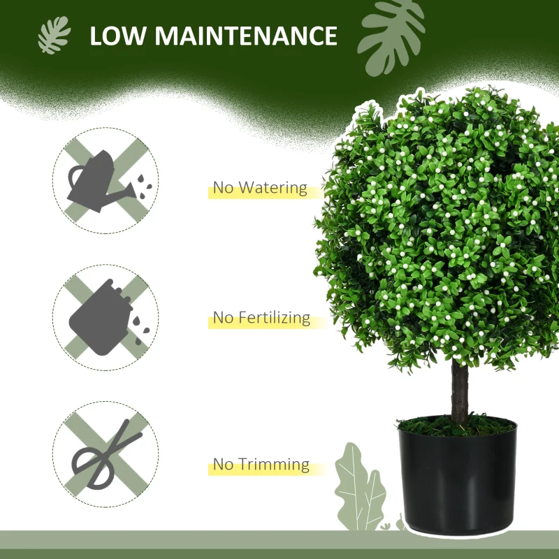 HOMCOM 2 Pack Artificial Tree Boxwood Topiary with Fruits, 20.75", White