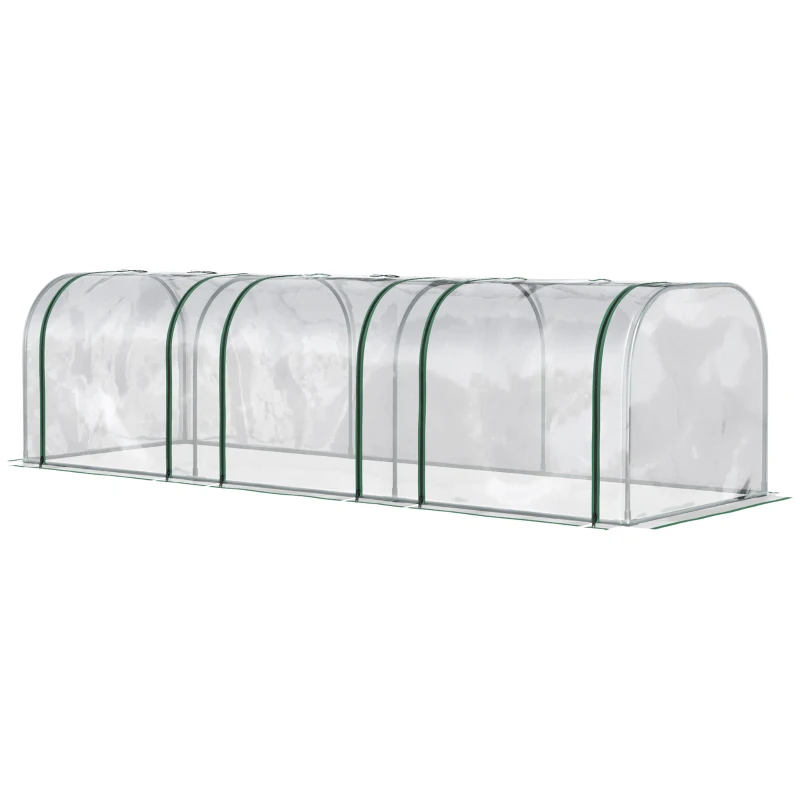 Outsunny 10' x 3' x 2.5' Portable Mini Tunnel Greenhouse with 3 Zipped Doors, Easy Assembly, Clear