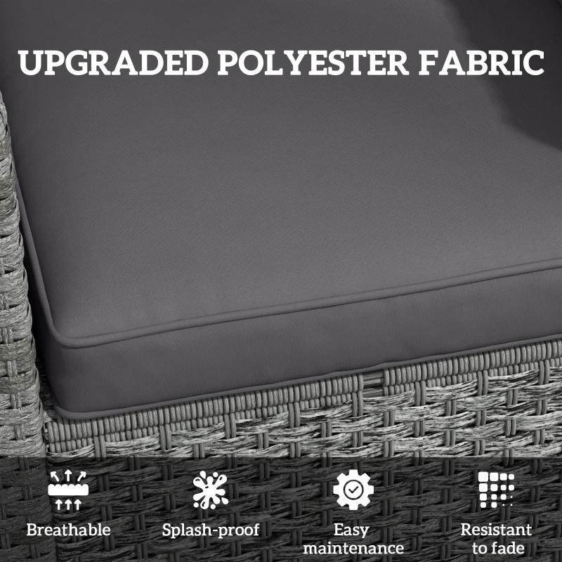 Outsunny Seat Cushion Back Pillows Replacement Set of 2, Patio Chair Cushions Set for Indoor Outdoor, Dark Grey