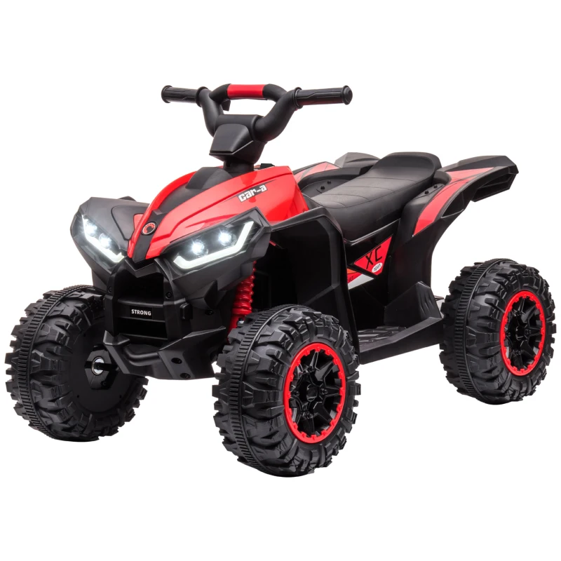Aosom 12V Kids ATV Quad Car with Forward & Backward Function, Four Wheeler for Kids with Wear-Resistant Wheels, Music, Electric Ride-on ATV for Toddlers Ages 3+ Years Old, Red(m-11)