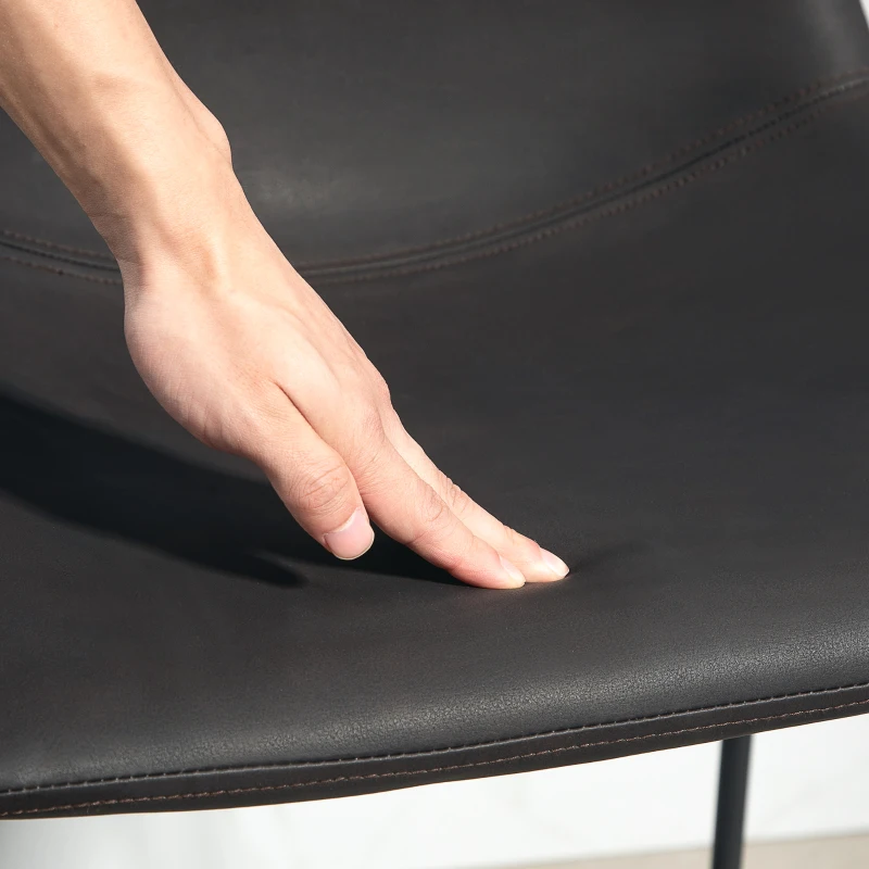 HOMCOM Bar Height Bar Stools Set of 2, Vintage PU Leather Bar Chairs, Kitchen Stools with Footrest for Home Bar, Dark Brown