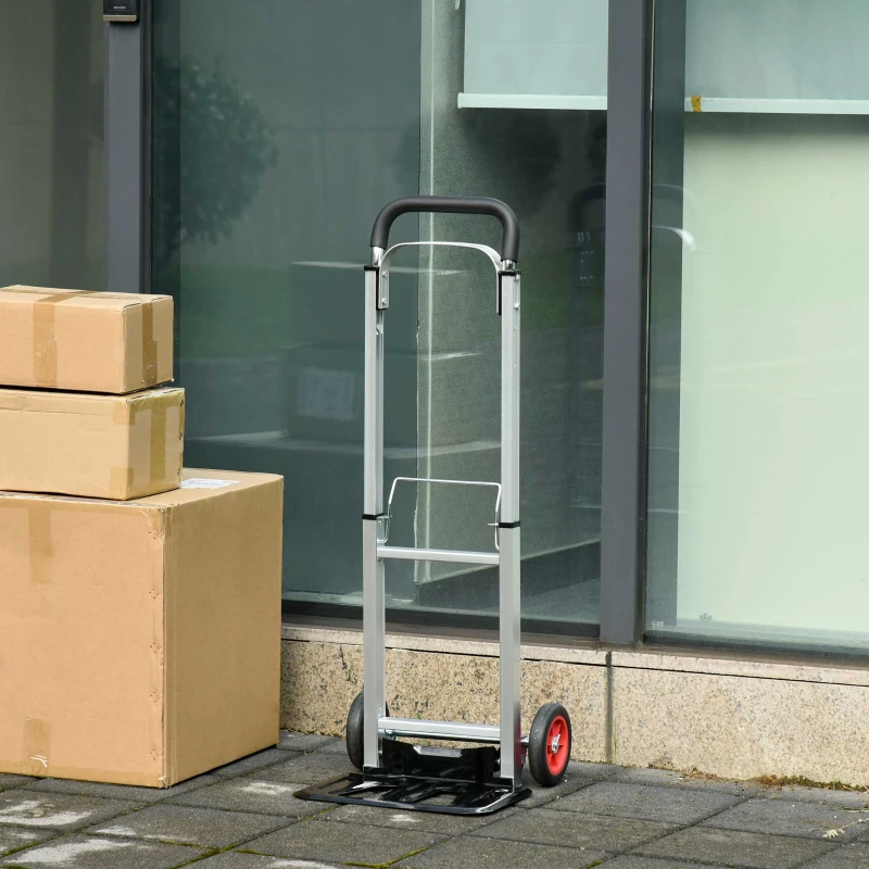 DURHAND Folding Hand Trucks, Aluminum Alloy Dolly Cart with Telescoping Handle and EVA Wheels, 198lbs Capacity for Home Moving and Travel