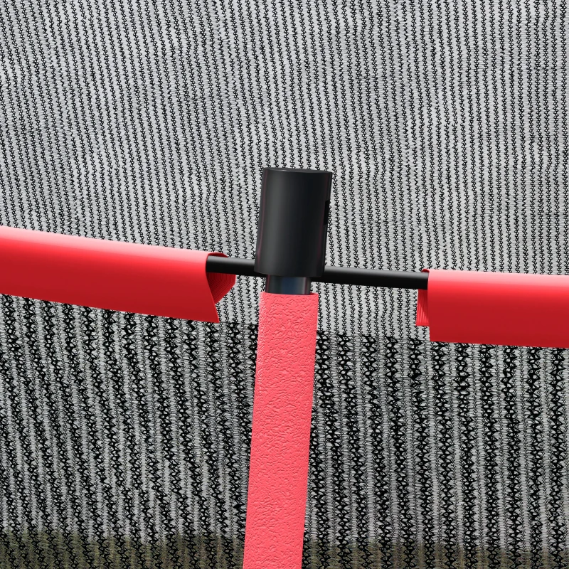 Soozier 10ft Outdoor Trampoline with Net Enclosure, Curved Poles and Safety Pad, ASTM Approved, Red