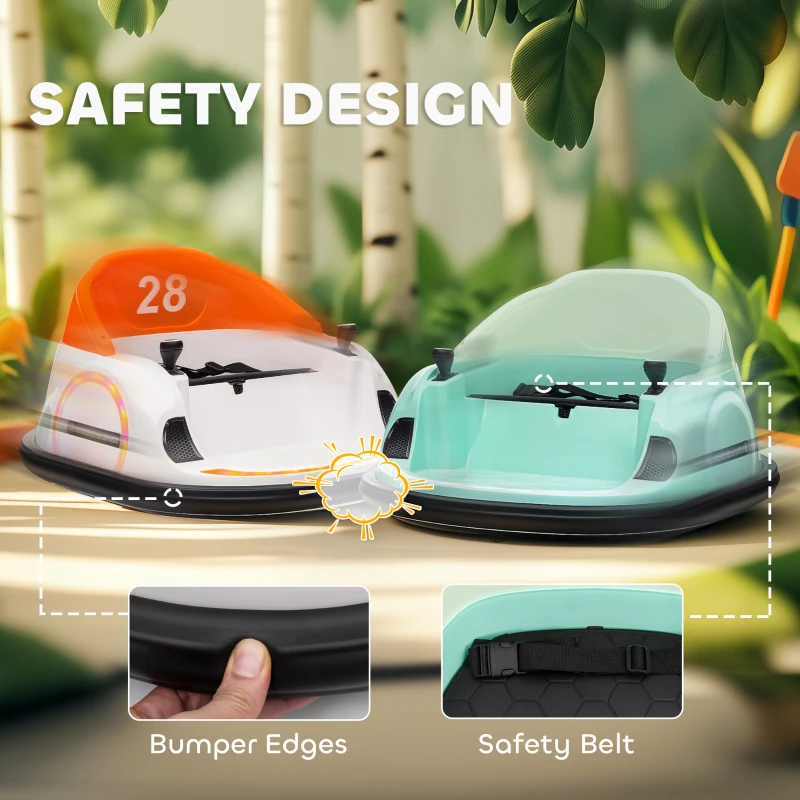 Qaba 12V Electric Ride on Bumper Car for Kids 1.5-5 Years Old, Baby Bumper Car with Remote Control, Orange