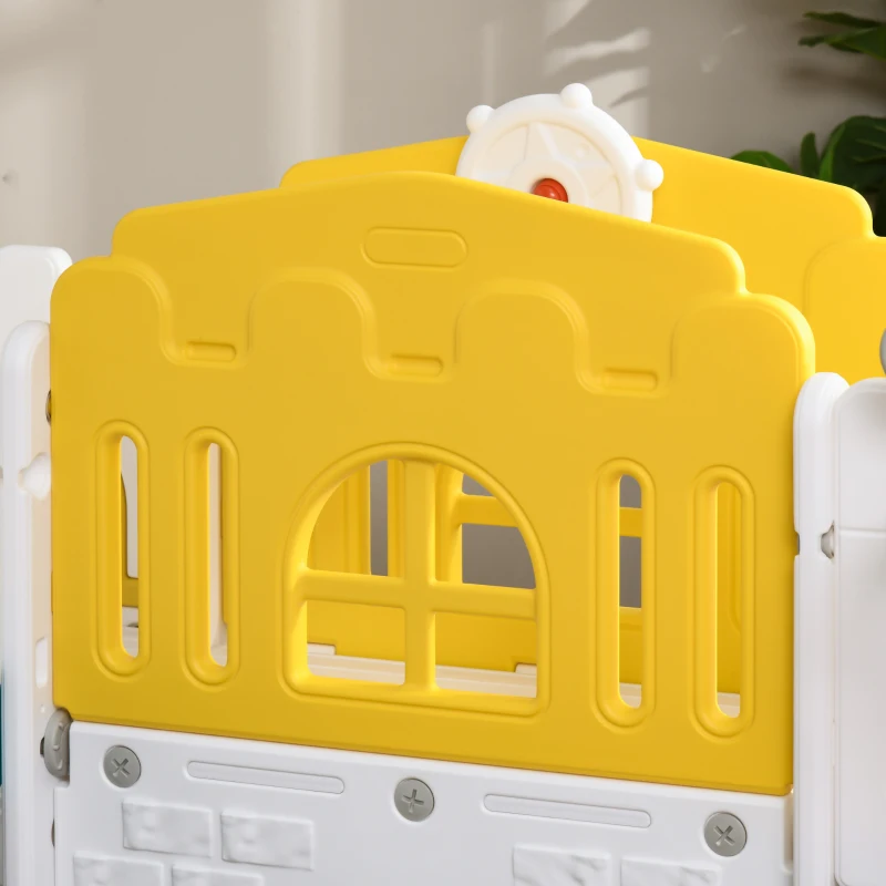 Qaba 8 in 1 Toddler Slide for Kids Age 1-3 Years with Basketball Hoop, Climber, Telescope, Tunnel, Steering Wheel, Aisle