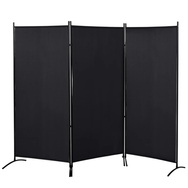 HOMCOM 6' 3 Panel Room Divider, Double Hinged Folding Wall Divider, Indoor Privacy Screen for Home Office, Black