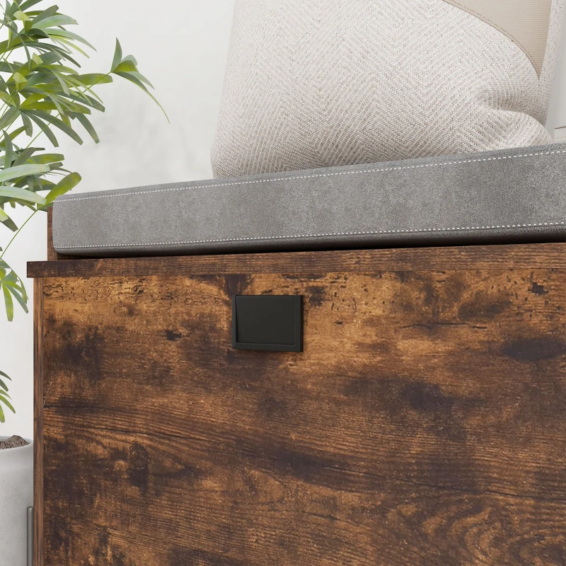 HOMCOM Shoe Storage with Seat, Upholstered Hallway Bench, Shoe Bench with Flip Drawer and Side Rack for 6 Pairs of Shoes