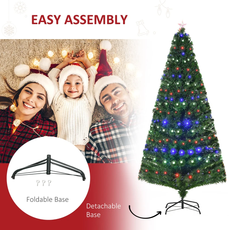 HOMCOM 7' Pre-lit LED Optical Fiber Christmas Tree Artificial Home Décor