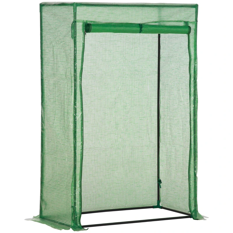 Outsunny Outdoor Steel Walk-in Garden Greenhouse Plant Warm House w/ Roll up Door, PVC Cover, 40"L x 20"W x 59"H, Green